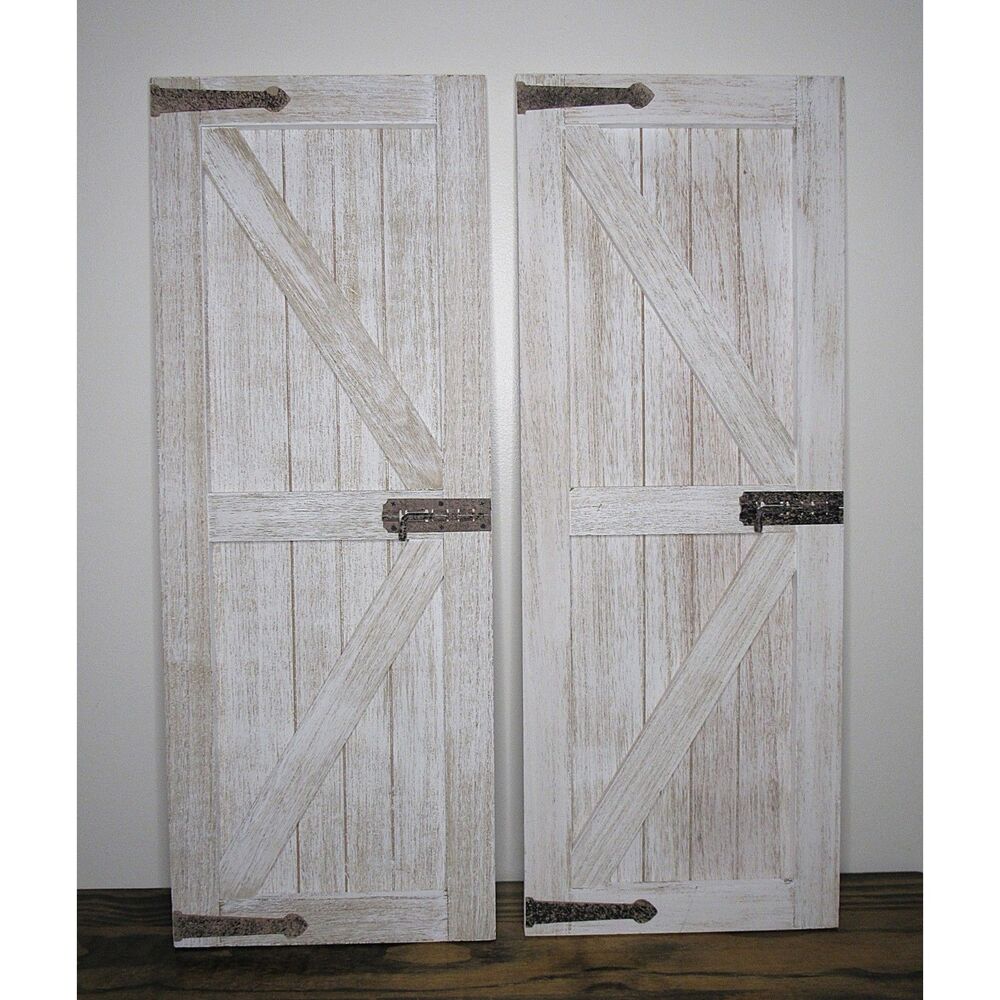 Pair of Hobby Lobby "The Spring Shop" Farmhouse Wood Wall Decor - 31" Shutters - Picture 2 of 10